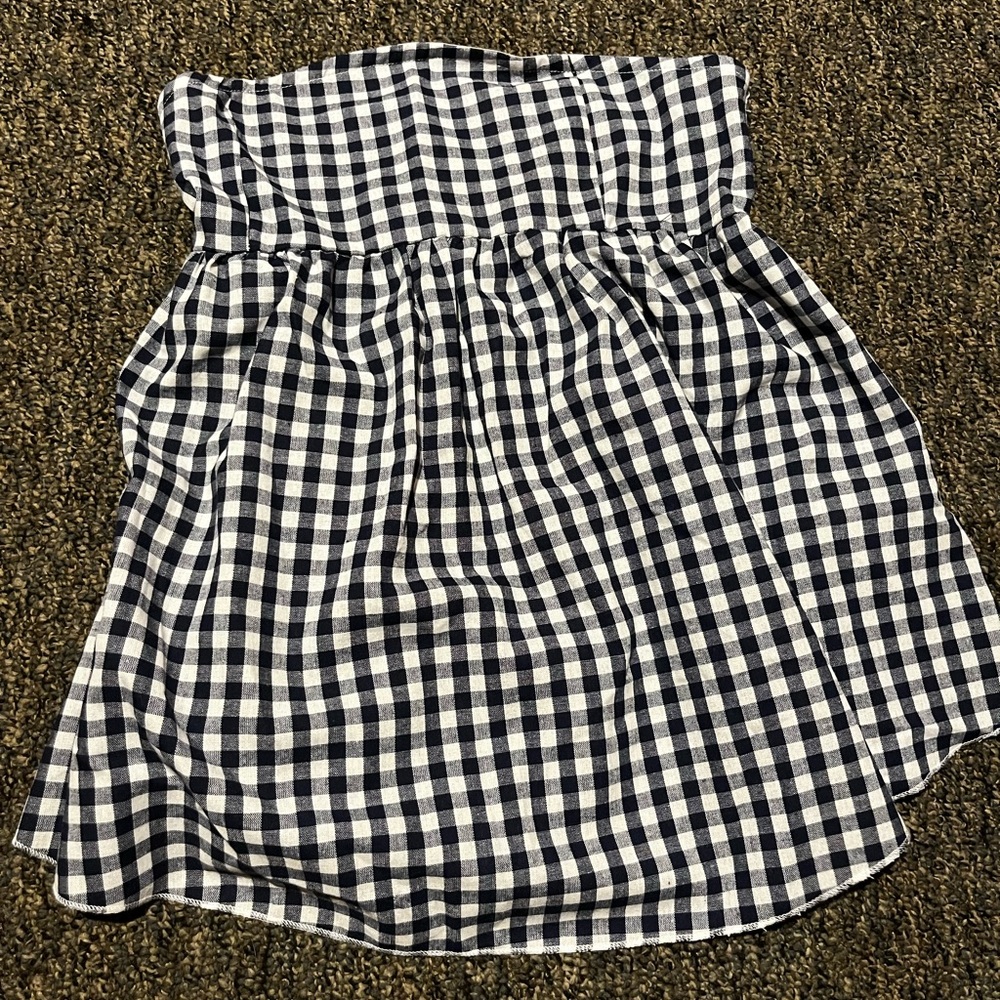 Black and White Gingham Strapless Top